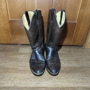 Wrangler Mens Vintage Western‎ Cowboy Boots Black Leather Made in USA
